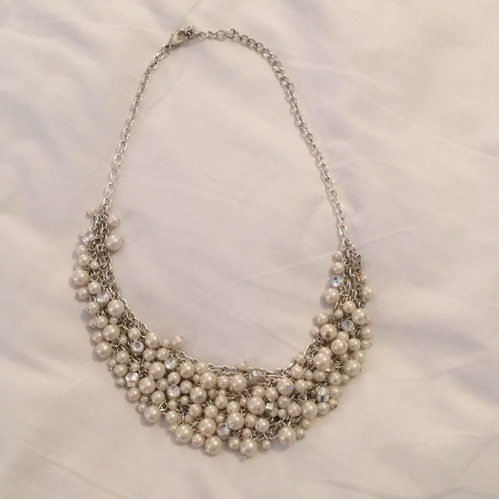 Pearl and Crystal Statement or Event Necklace